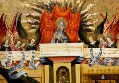 God the Father surrounded by angels, altarpiece from Verdu by Jaume Ferrer