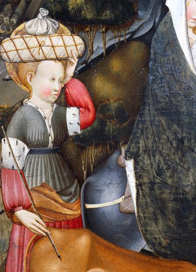 Servant, detail from Flight into Egypt, altarpiece from Verdu by Jaume Ferrer