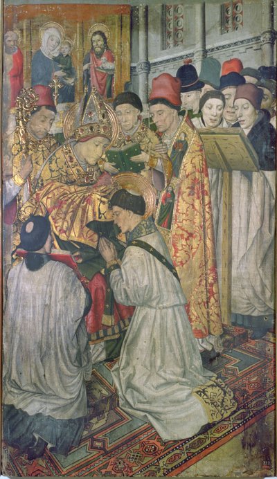 Panel of the Order of St. Vincent by the Bishop of Saragossa, St. Valerio by Jaume Huguet