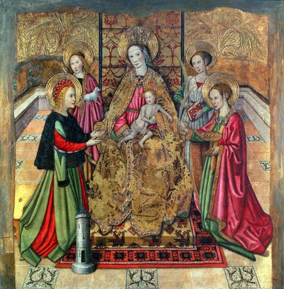 The Virgin and Child with St. Ines and St. Barbara by Jaume Huguet
