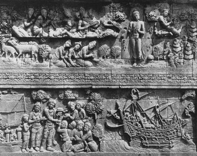 Borobudur Temple Relief of Bodhisattva Bathing by Javanese School