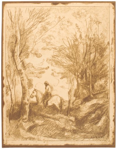 Horseman in the Woods, Large Plate (Le Grand Cavalier sous Bois) by Jean-Baptiste-Camille Corot