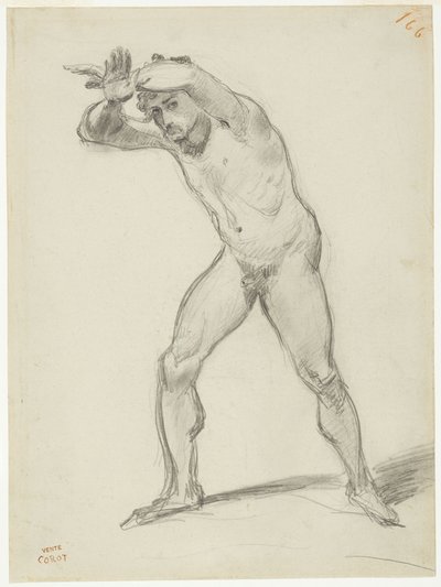Standing Male Nude by Jean-Baptiste-Camille Corot