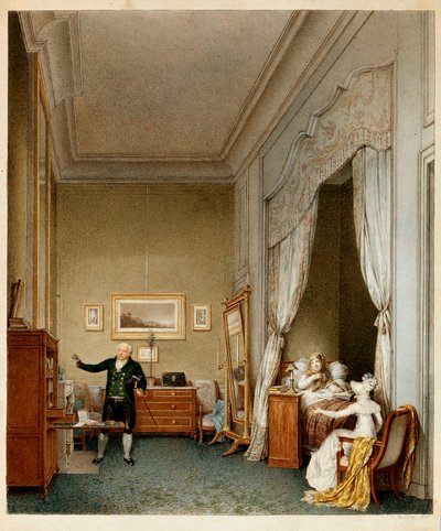 The Imperial Mary Louise of Habsburg Lorraine, Empress of the French in Her Bedroom After the Birth of the King of Rome in 1813 by Jean-Baptiste (after) Isabey