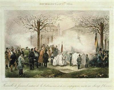 The Funeral of Louis-Alexandre Dechet (Jenneval) and his Companions who Died on the Field of Honour, 24th October 1830 (engraved by Dewasme-Pletinckx) by Jean Baptiste (after) Madou
