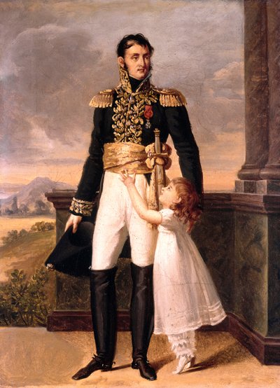 General Junot and His Daughter Josephine by Jean Baptiste (attr. to) Isabey