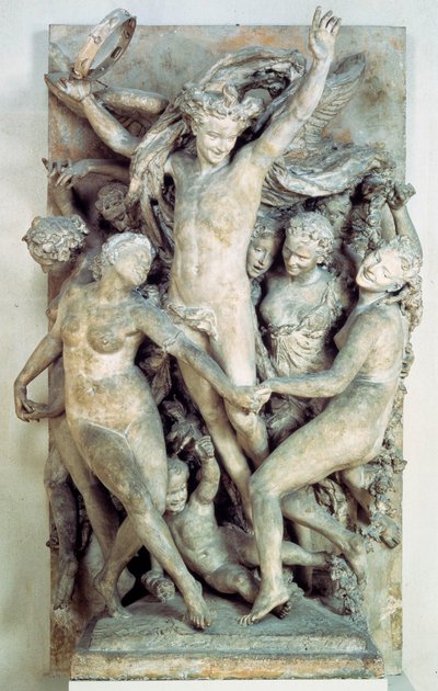 Les Bacchantes dance round and play music. Carved relief by Jean-Baptiste Carpeaux 1865-1869 by Jean Baptiste Carpeaux
