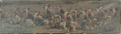 Military scene: the drums of the 1st Regiment of the Grenadiers de la Garde (fragment of the Rezonville panorama) by Jean Baptiste Edouard Detaille