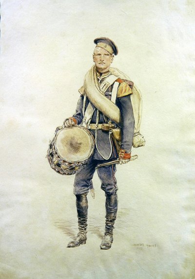 Portrait of a drummer by Jean Baptiste Edouard Detaille