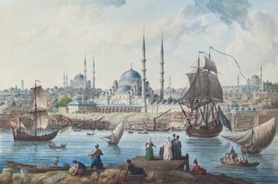 Yeni Camii and the Port of Istanbul by Jean Baptiste Hilair