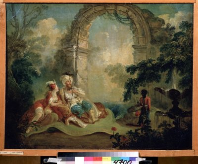 Orientalism: Turkish pasha and odalisque by Jean Baptiste Hilaire