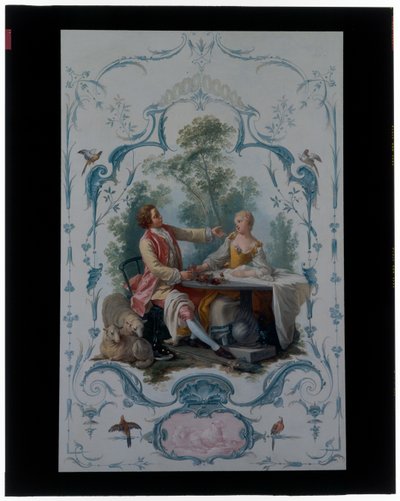 Two Decorative Panels with Pairs of Lovers Entitled 