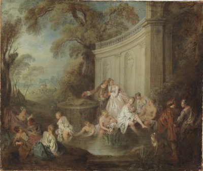 A Company Bathing in a Park by Jean Baptiste Joseph Pater