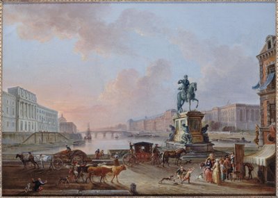La Monnaie, the Pont Royal and the Louvre, seen from the Pont-Neuf (circa 1775) by Jean Baptiste Lallemand