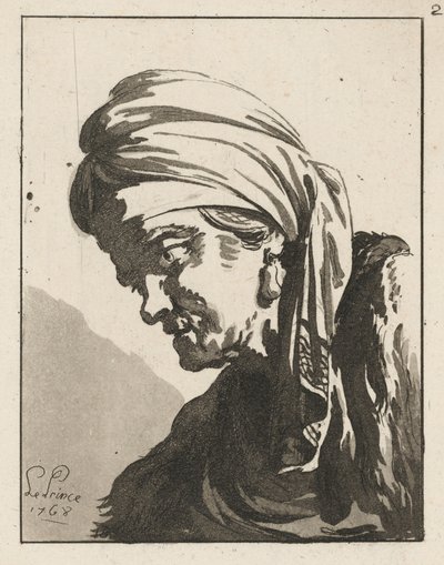 Head of a Drooping Old Woman by Jean-Baptiste Le Prince