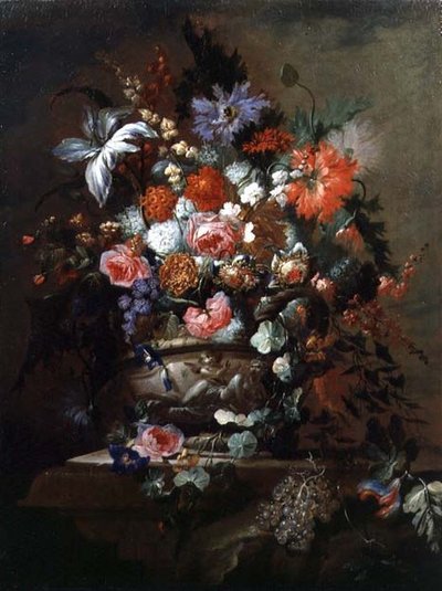 Still life of Flowers and Grapes by Jean Baptiste Morel