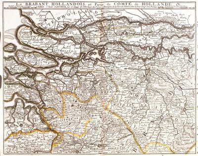 Map of Dutch Brabant (or North Brabant) and part of the County of Holland (Netherlands) by Jean Baptiste Nolin