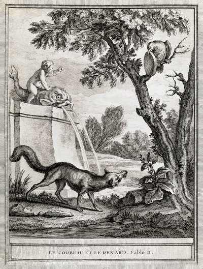 The Crow and the Fox, illustration for the fable by Jean de La Fontaine by Jean Baptiste Oudry