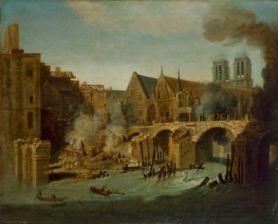 The Petit Pont After the Fire of 1718 by Jean Baptiste Oudry