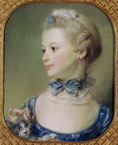 Young Girl with a Cat by Jean Baptiste Perronneau