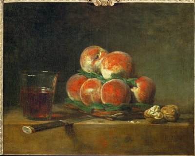 A basket with peaches by Jean-Baptiste Simeon Chardin