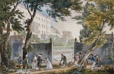 Gallant Scene at Entrance to Villa in Rome by Jean Baptiste Thomas
