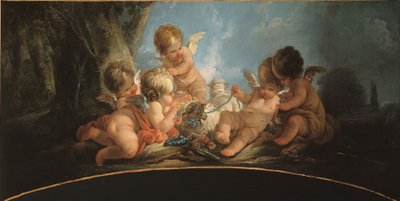 Group of Five Lovers Playing with Two Sheep by Jean Francois Clermont