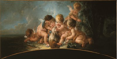 Group of six Lovers playing with a dog, circa 1761 by Jean Francois Clermont