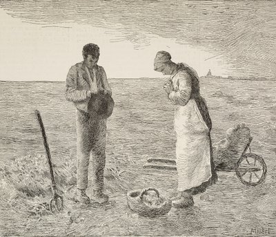 Angelus, Couple of Farmers in Fields by Jean Francois Millet