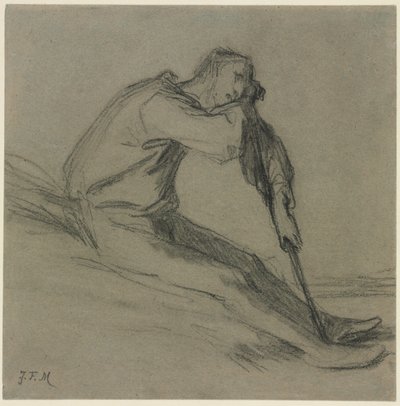 Seated Peasant Resting on a Hoe by Jean-Francois Millet
