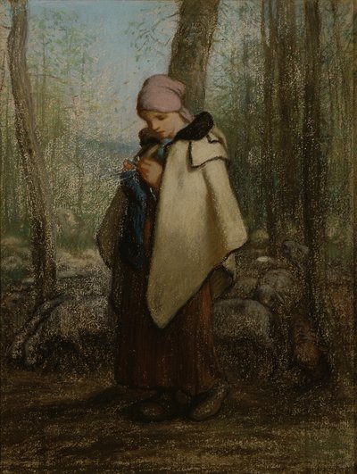 The Knitting Shepherdess by Jean-Francois Millet