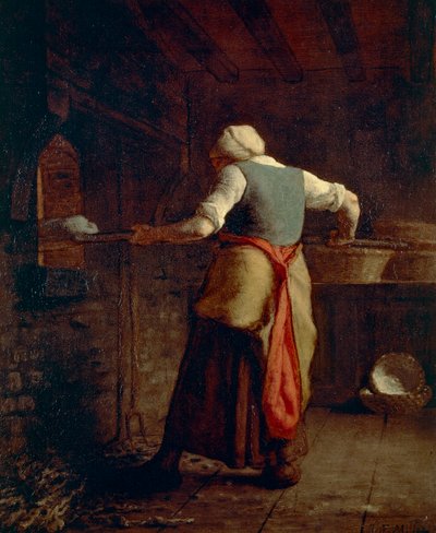 Woman Baking Bread by Jean Francois Millet