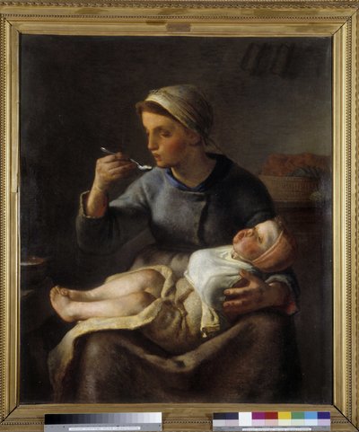 Woman Making Her Child Eat by Jean Francois Millet