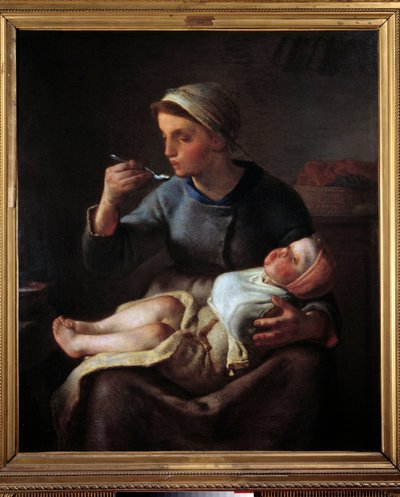 Woman Making Her Child Eat by Jean Francois Millet