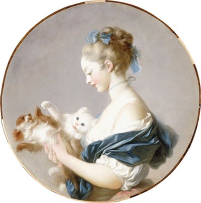 Girl Playing with a Dog and a Cat by Jean Honore Fragonard