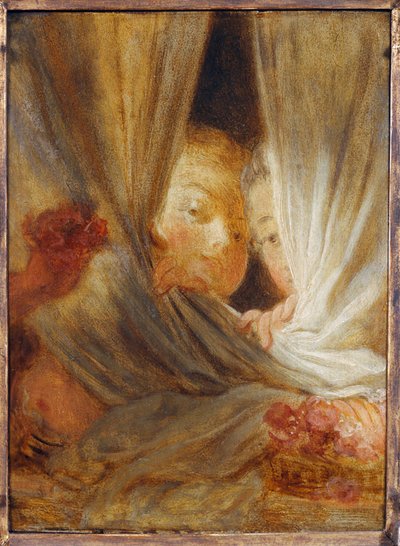 Two curious girls by Jean-Honore Fragonard