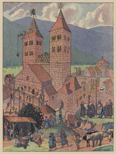 Construction of Murbach Abbey, near Guebwiller, Alsace by Jean Jacques Waltz