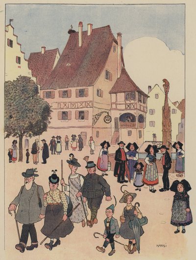 German Tourists in an Alsace Village by Jean Jacques Waltz