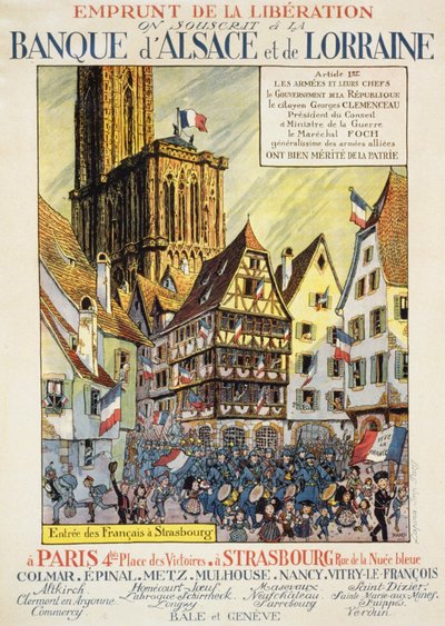 Loan of Liberation: “We Subscribe to the Bank of Alsace and Lorraine” - Poster, circa 1918 by Jean-Jacques (1873-1951) Waltz