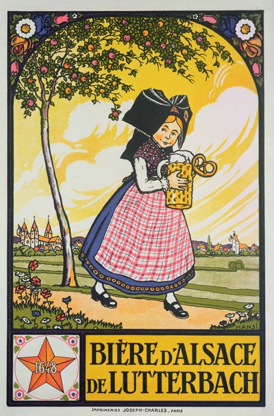 Poster advertising beer from Lutterbach, Alsace by Jean Jacques Waltz