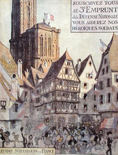 Poster advertising the Third National Defence Loan, issued in aid of Alsace, World War One by Jean Jacques Waltz