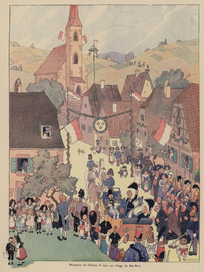 Reception of King Charles X of France in a village of the Bas Rhin, Alsace by Jean Jacques Waltz