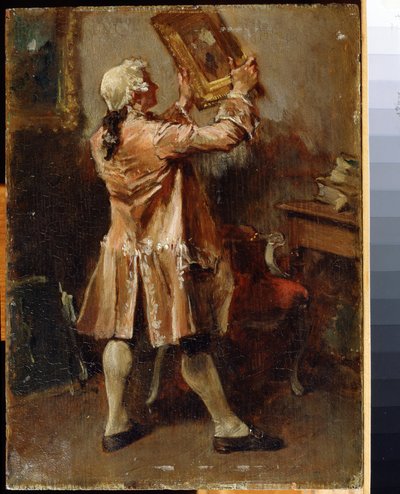 A Painting Lover. Painting by Ernest Jean Louis Meissonier (1815-1891) by Jean Louis Ernest Meissonier