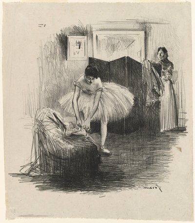 Dancer Tying Her Slipper by Jean-Louis Forain