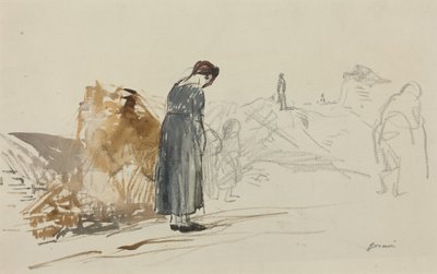 a) The Germans Have Left (recto); b) Sketch of a Man (verso) by Jean-Louis Forain