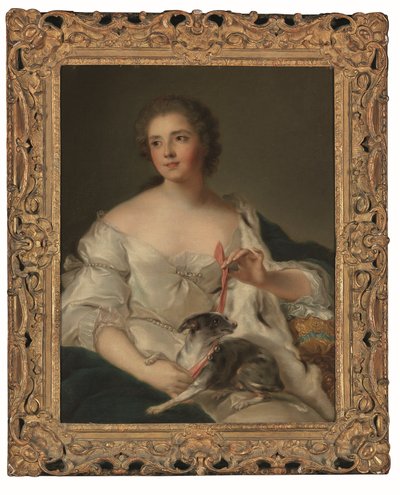 Portrait of Henriette Nicole, Duchesse de Luynes, with Her Dog by Jean Marc Nattier