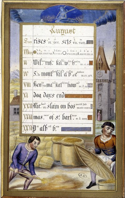The Harvest (Sign of the Virgin) (Facsimile of the Hours of Anne of Brittany) by Jean (after) Bourdichon