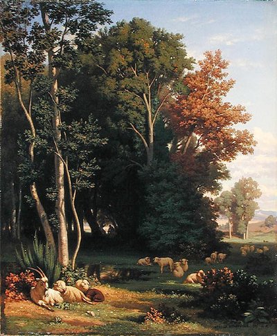 Landscape and Animals by Jean Achille Benouville