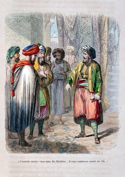 Muhammad Ali sending his son Ibrahim Pasha to put down the Saudi revolt, 1811-1818 by Jean Adolphe Beauce