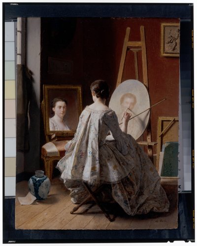 Portrait of an Artist Painting Her Self-Portrait by Jean Alphonse Roehn